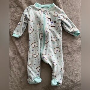 Charming Mint Baby Footie with Rocking Horse Design